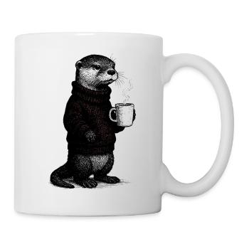 Kaffee Otter - Tasse - Weiß - Rechts