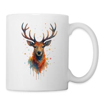 hirsch aquarell - Tasse - Weiß - Rechts