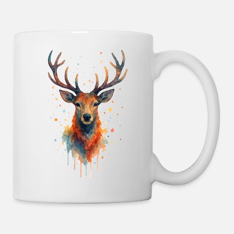hirsch aquarell - Tasse - Weiß