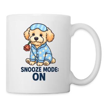 Maltipoo im Pyjama mit Rose – Snooze Mode ON - Tasse - Weiß - Rechts