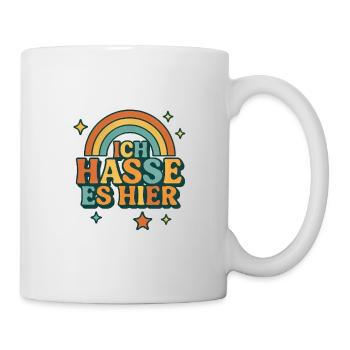 Ironic rainbow saying, I hate it here - Mug - white - Right