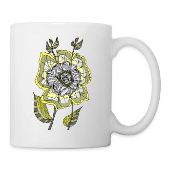 Rose abstraite dans les tons jaunes et gris - Mug blanc - blanc - Droite