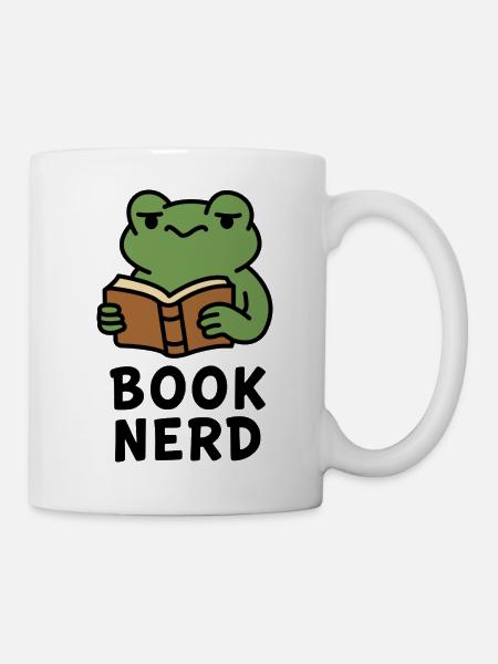 Wise Frog Reading Book Print - Mug - white