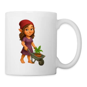 Zwergin mit Schubkarre und Cannabispflanze - Tasse - Weiß - Rechts