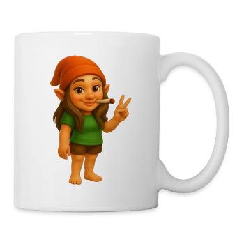 Coole kiffende Zwergin - Cannabis - Weed - Tasse - Weiß - Rechts