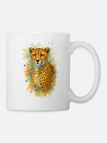 gepard tier aquarell - Tasse - Weiß
