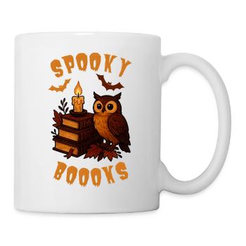 Spooky Boooks - Owl next to books with candle - Mug - white - Right