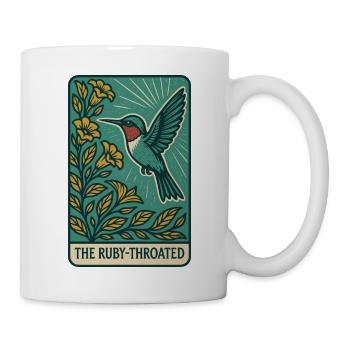 Hummingbird and Flowers – Vintage Botanical Bird - Mug - white - Right