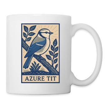 Retro Azure Tit Bird Poster for Birders & Nature L - Tasse - Weiß - Rechts