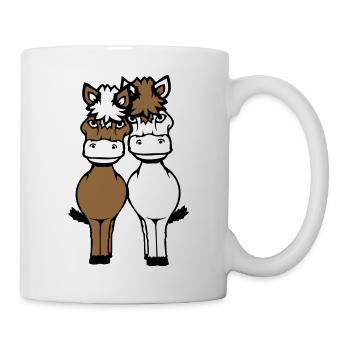 2 Pferde Mann Frau Liebespaar Freunde Liebe Team - Tasse - Weiß - Rechts