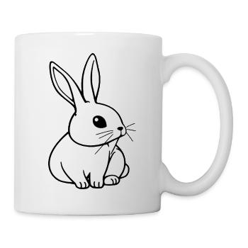 Minimalistisches Kaninchen Schwarz und Weiß - Tasse - Weiß - Rechts