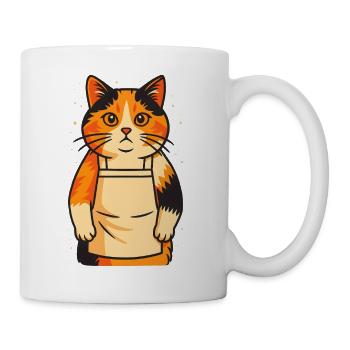 Entzückende Calico Katze in Schürze, Liebe Katzen - Tasse - Weiß - Rechts