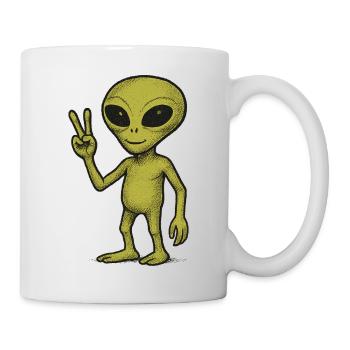 Friedliche Alien Friedenszeichen Illustration - Tasse - Weiß - Rechts