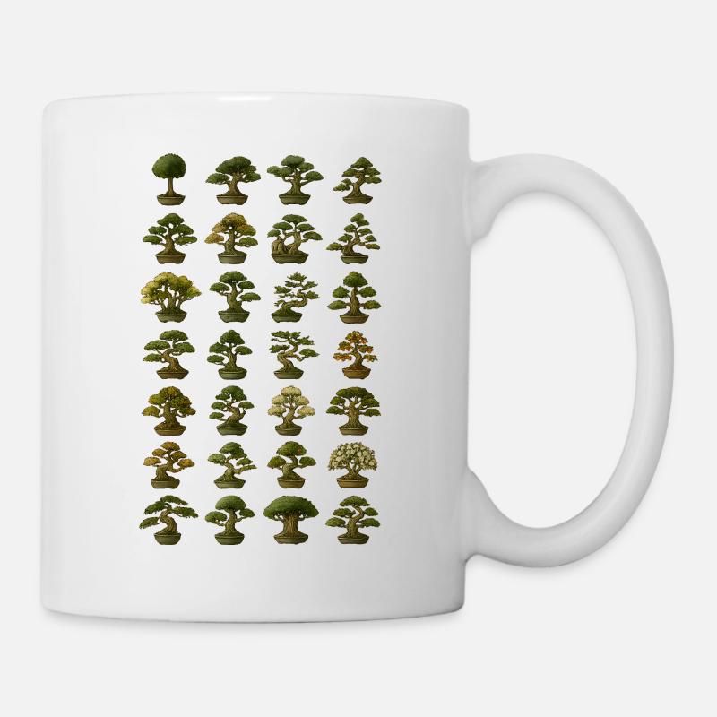 Verschiedene Bonsai Bäume Sammlung - Tasse - Weiß