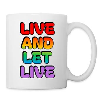 Regenbogen Retro Leben und Leben lassen Typografie - Tasse - Weiß - Rechts