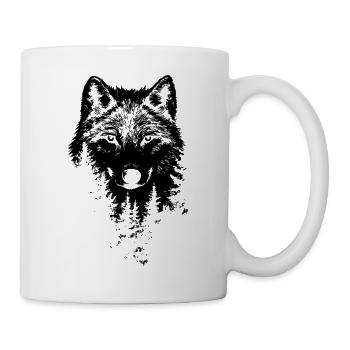 Wolf Face Forest Silhouette - Mug - white - Right