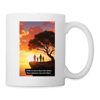 Familienbaum Sonnenuntergang Design - Tasse - Weiß - Rechts