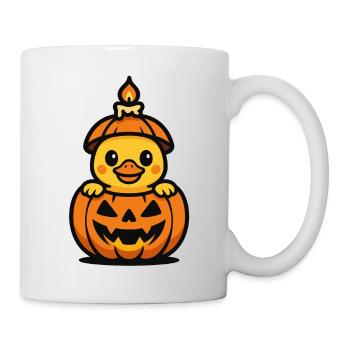 Cute duckling in a pumpkin – Halloween Kawaii - Mug - white - Right