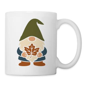 Garden gnome with leaf motif for autumn - Mug - white - Right