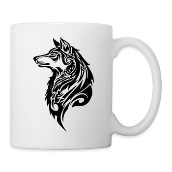 Wolf Tribal Tattoo - Mug - white - Right