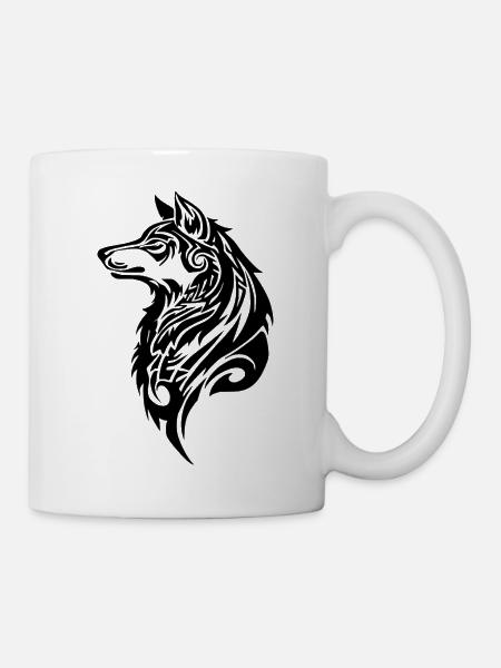Wolf Tribal Tattoo - Tasse - Weiß
