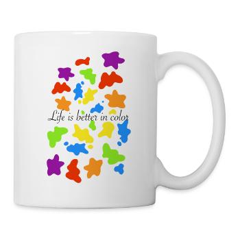Bunte Farbkleckse - Tasse - Weiß - Rechts
