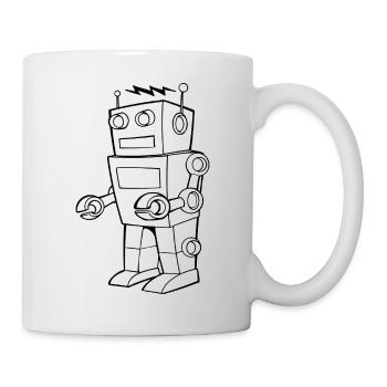 Roboter Vintage Skizze Design - Tasse - Weiß - Rechts