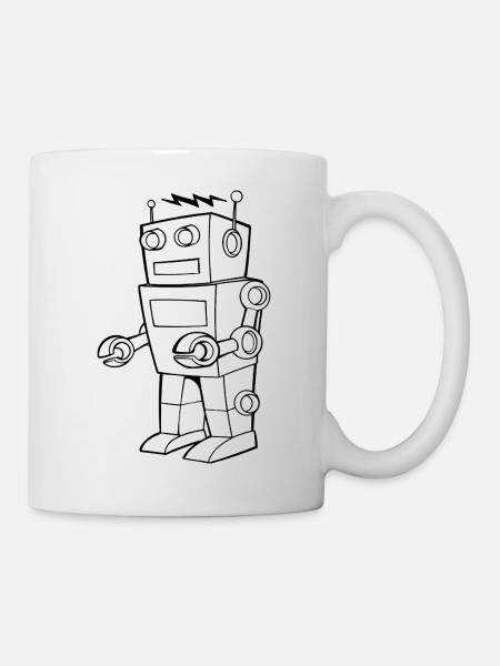 Robot Vintage Sketch Design - Mug - white