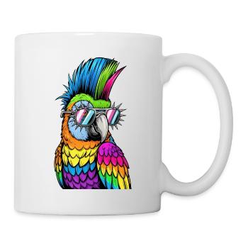 Colorful disco parrot with sunglasses - Mug - white - Right