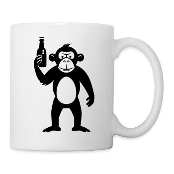 Affe mit Bierflasche - Tasse - Weiß - Rechts