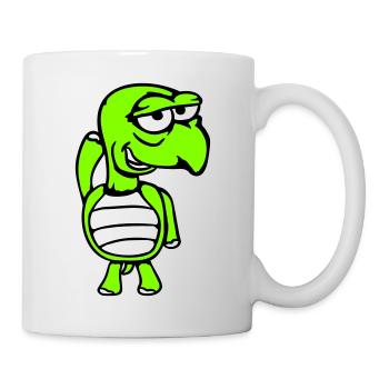 Schildkröte verschmitzt lustig albern Scham frech - Tasse - Weiß - Rechts