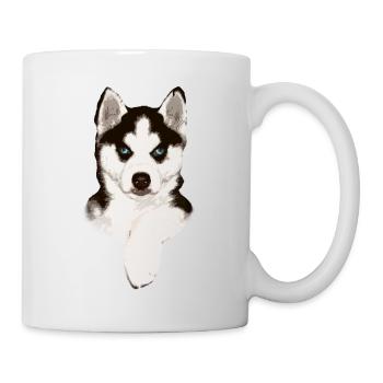 Husky puppy with blue eyes - Mug - white - Right