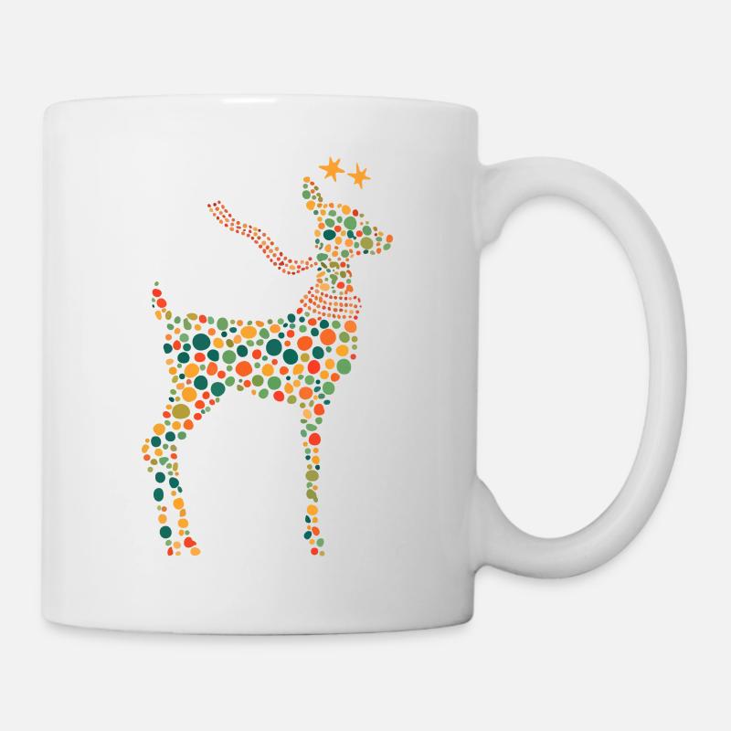 Christmas Reindeer – Colorful Dot Illustration. - Mug - white
