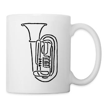 Tuba Bass Skizze Geschenk für Tubisten - Tasse - Weiß - Rechts