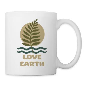 Nature-inspired leaf design with water accents - Mug - white - Right