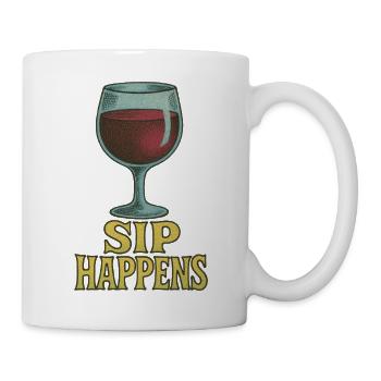 Whimsical Wine Glass Sip Happens Design - Mug - white - Right