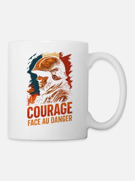 Pompier Courage Face au Danger – Héros Français - Mug blanc - blanc