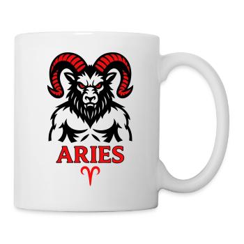 Aries Sternzeichen mit Hörnersymbol - Tasse - Weiß - Rechts