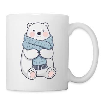 Ours d’hiver avec motif câlin d’écharpe - Mug blanc - blanc - Droite