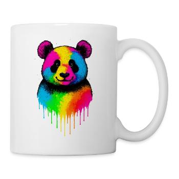 Regenbogen Panda Tropfende Kunst - Tasse - Weiß - Rechts