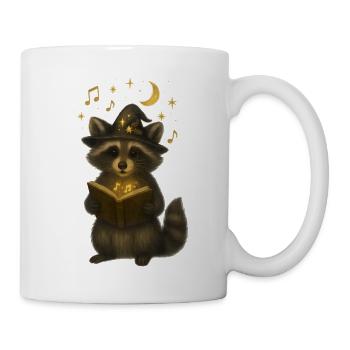 Magischer Waschbär mit Liederbuch - Tasse - Weiß - Rechts