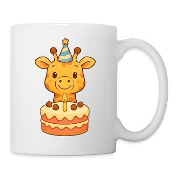 Giraffe with birthday cake - Mug - white - Right
