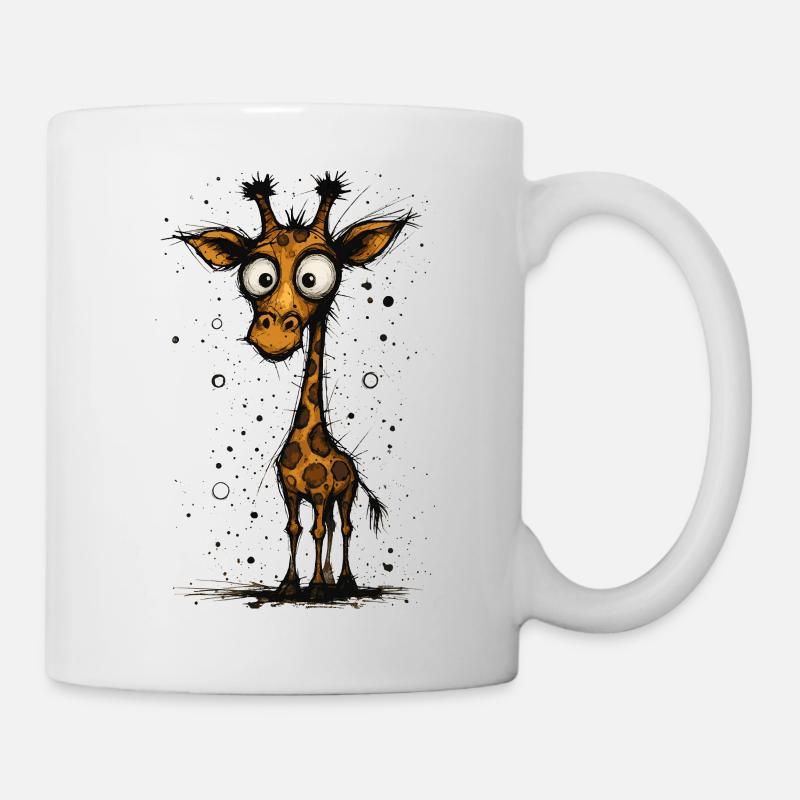 Girafe drôle avec de grands yeux - éclaboussure comique - Mug blanc - blanc