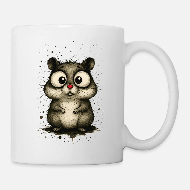 Funny hamster with big eyes – comic splash - Mug - white