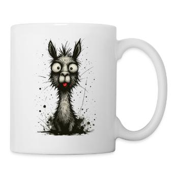 Lustiges Lama mit Zunge – Comic Splash - Tasse - Weiß - Rechts