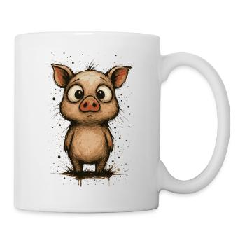 Funny piglet with big eyes – splash - Mug - white - Right