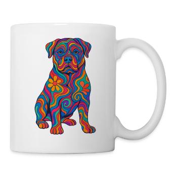 Psychedelischer und bunter Regenbogenhund - Tasse - Weiß - Rechts