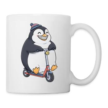 Cute Cartoon Penguin Scooter Scooter Laughing Joy - Mug - white - Right