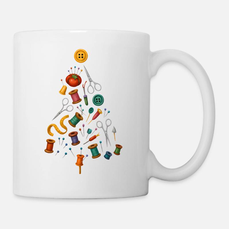 Näh Weihnachtsbaum Design - Tasse - Weiß