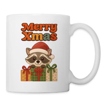 Raton laveur de Noël avec cadeaux - Mug blanc - blanc - Droite